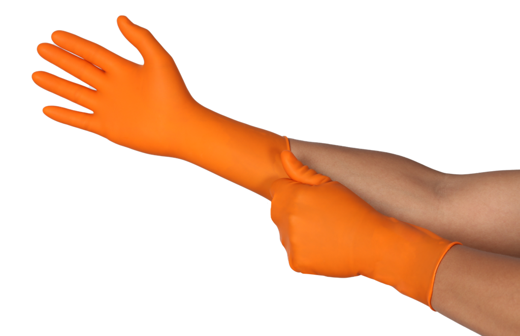 Guante Ansell TOUCHNTUFF™ 93-800, el primer guante desechable resistente a acetona durante 15 minutos. Longitud 28,5 mm, alta resistencia mecánica. 